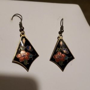 Vintage Floral Inlaid Earrings